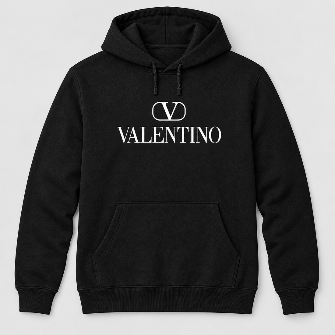 Men's Valentino Pullover Hoodie | Color: Black | View 1