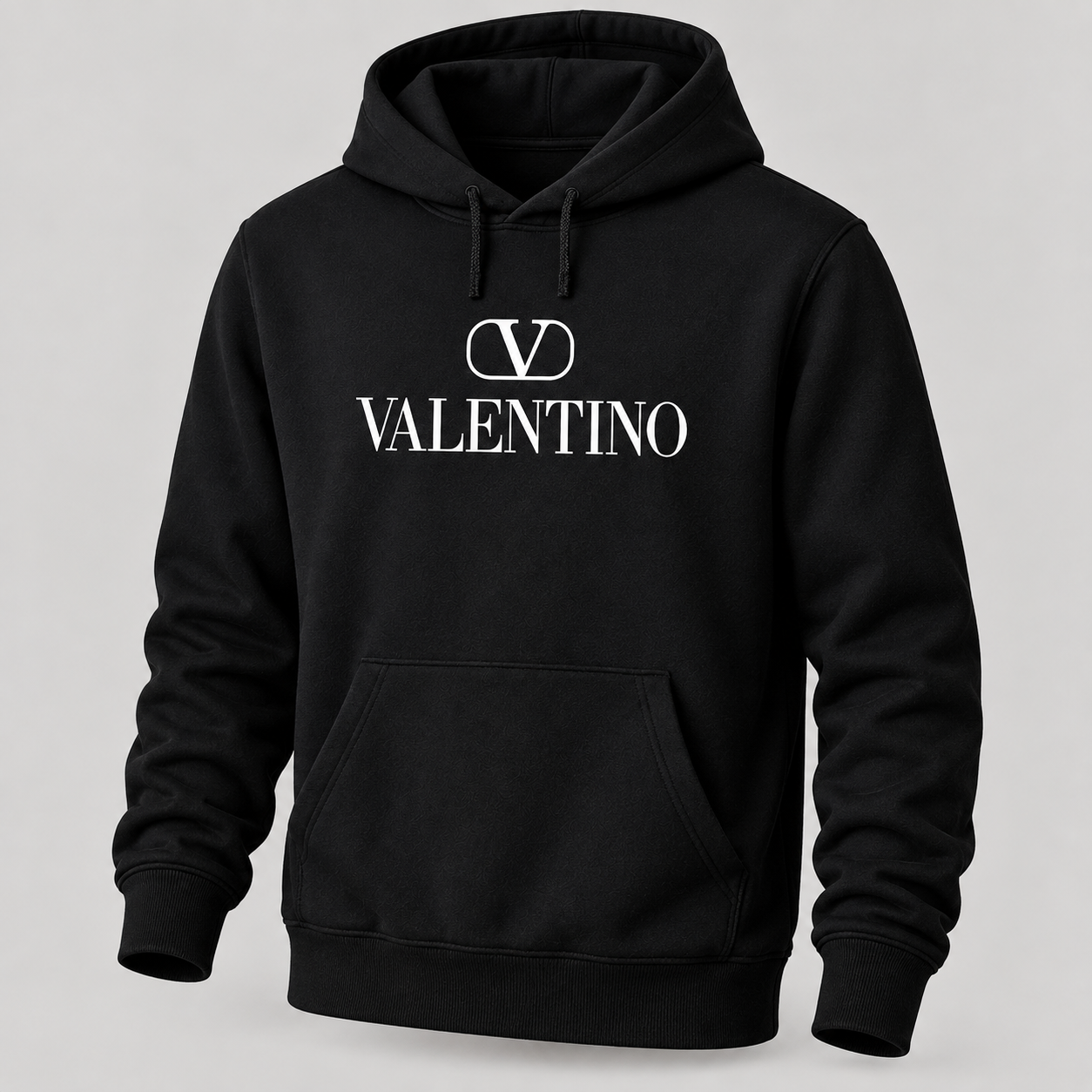 Men's Valentino Pullover Hoodie | Color: Black | View 5