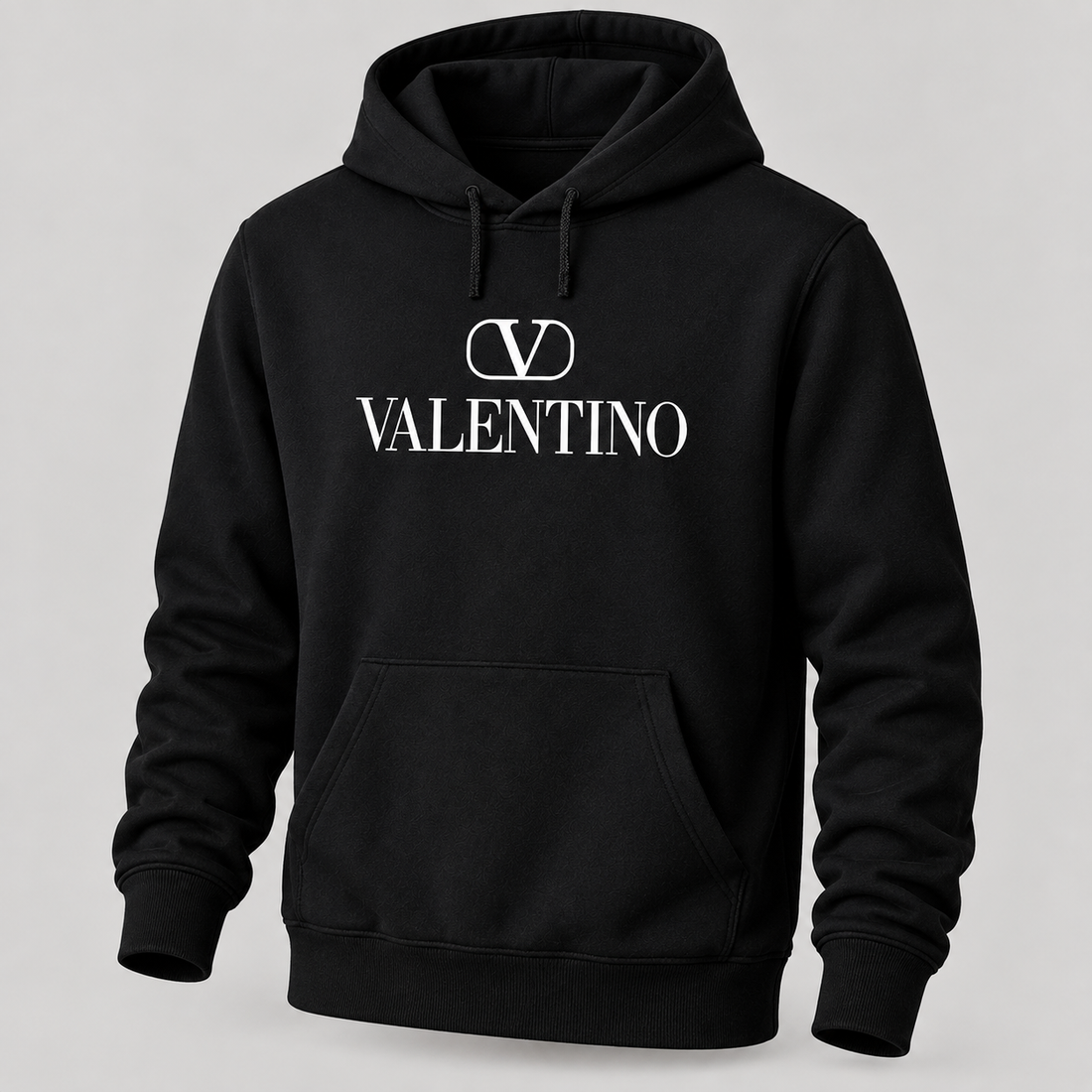 Men's Valentino Pullover Hoodie | Color: Black | View 5