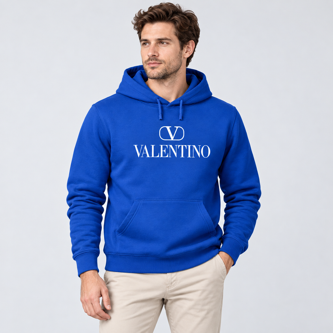 Men's Valentino Pullover Hoodie | Color: Blue | View 3