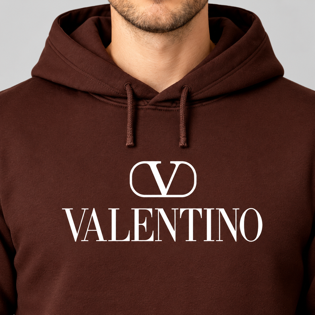 Men's Valentino Pullover Hoodie | Color: Brown | View 4