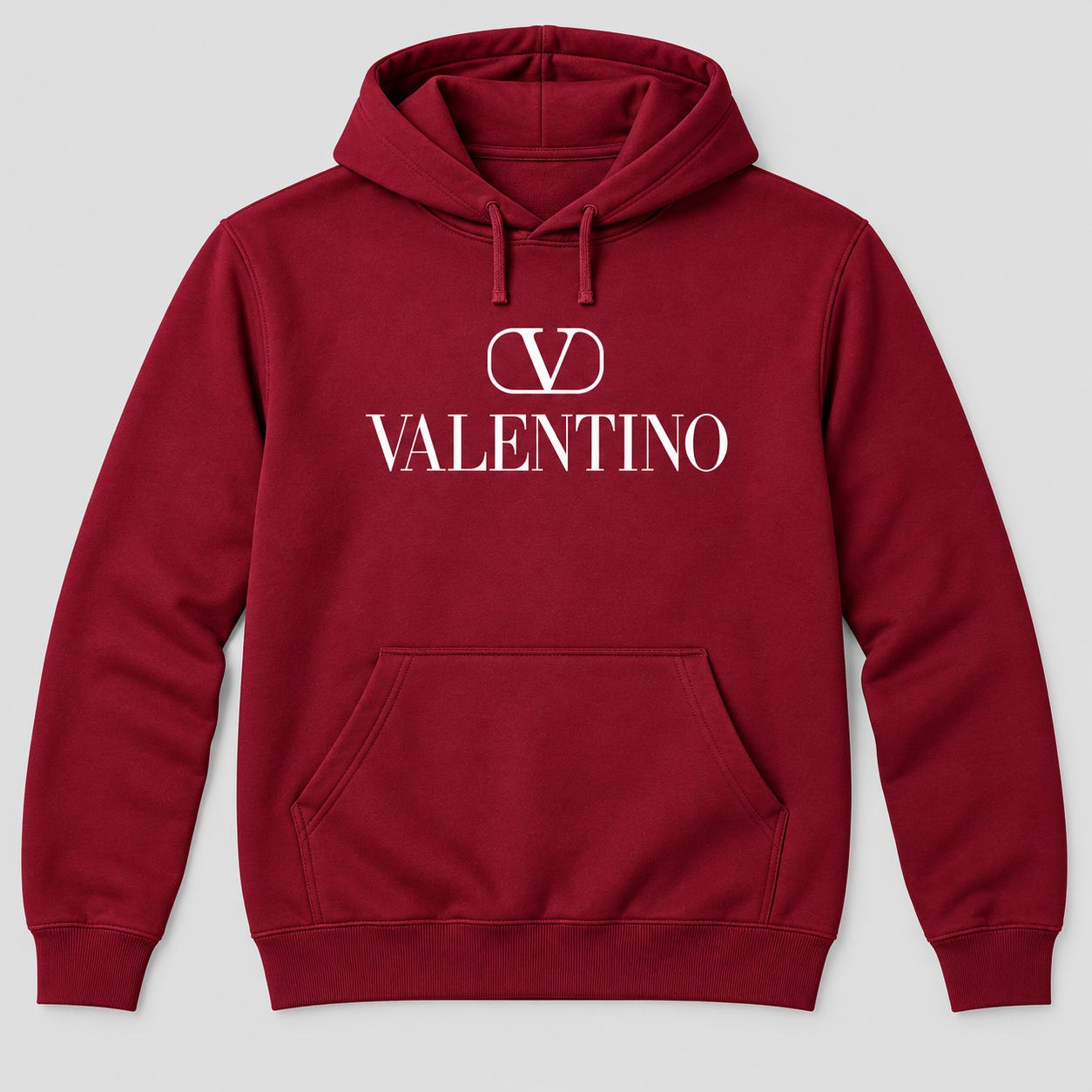 Men's Valentino Pullover Hoodie | Color: Burgundy | View 1