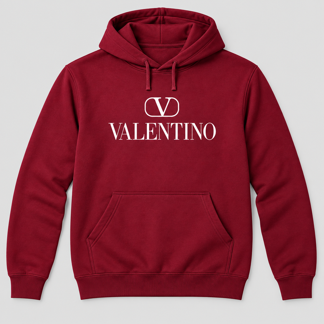 Men's Valentino Pullover Hoodie | Color: Burgundy | View 1