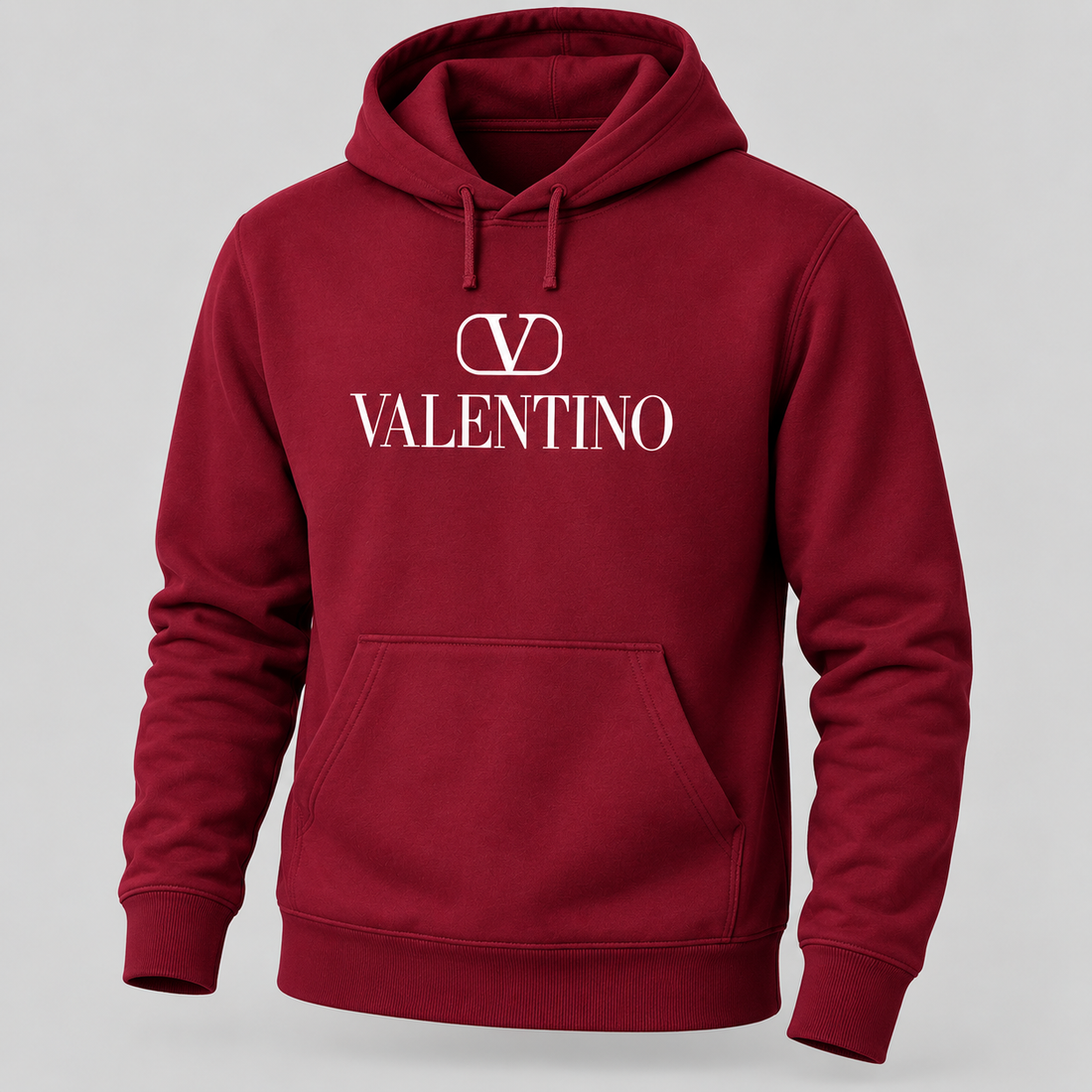 Men's Valentino Pullover Hoodie | Color: Burgundy | View 5