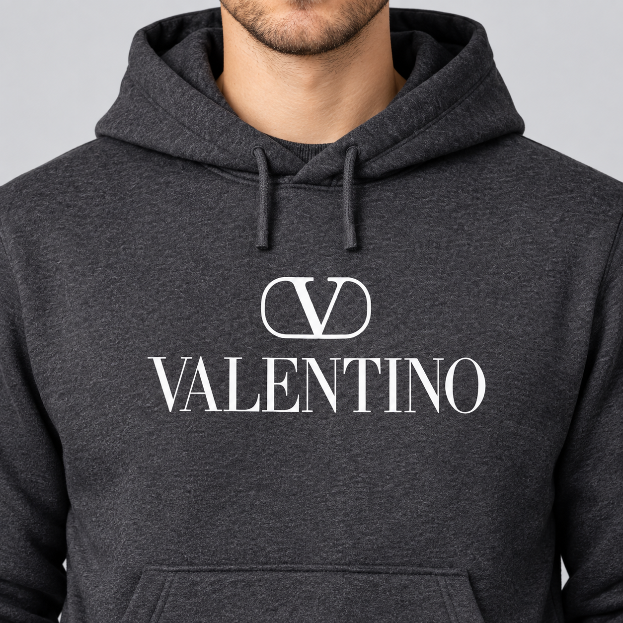 Men's Valentino Pullover Hoodie | Color: Dark Heather | View 4