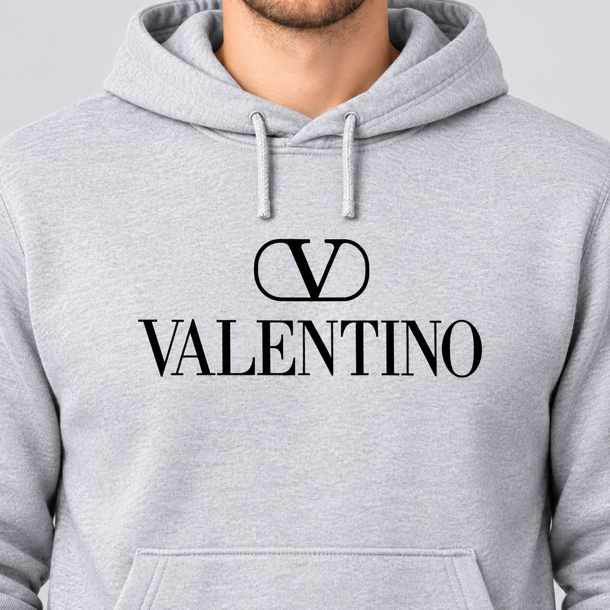 Men's Valentino Pullover Hoodie | Color: Grey | View 4