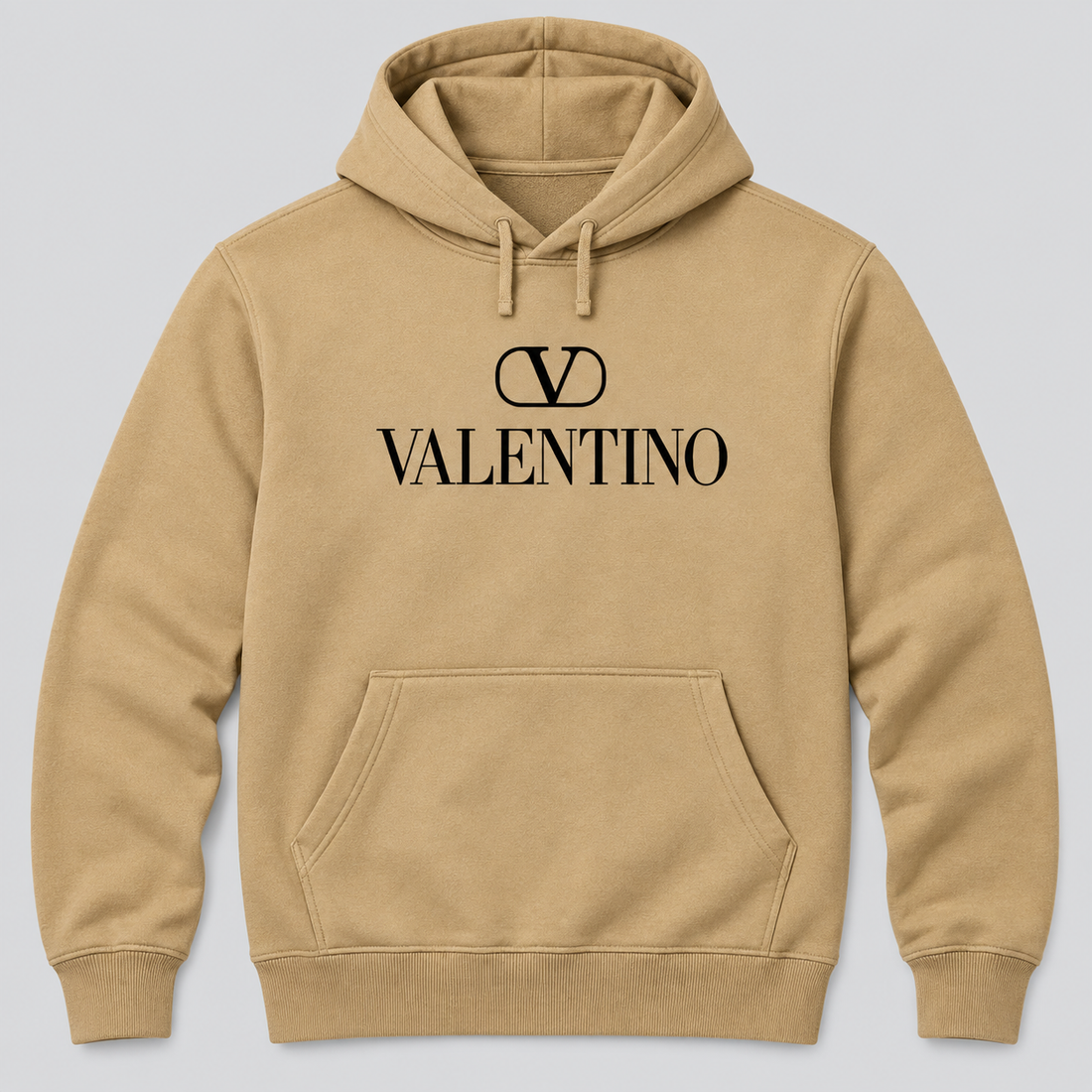 Men's Valentino Pullover Hoodie | Color: Khaki | View 1