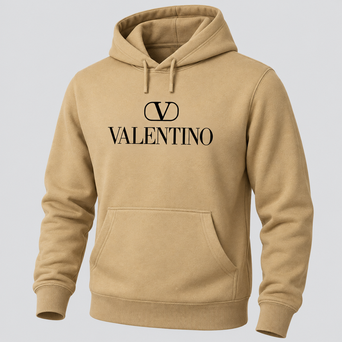 Men's Valentino Pullover Hoodie | Color: Khaki | View 5