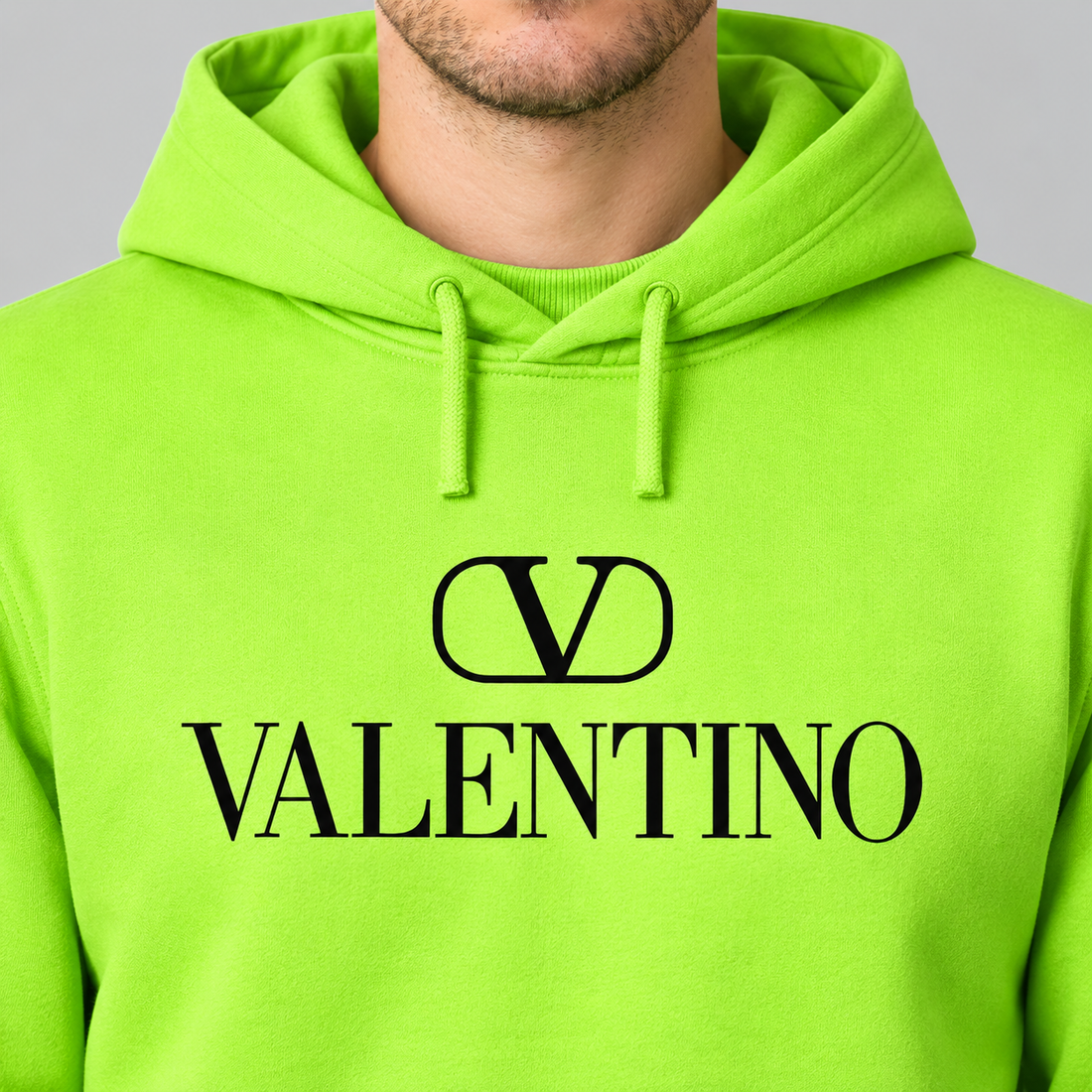 Men's Valentino Pullover Hoodie | Color: Lime Green | View 4
