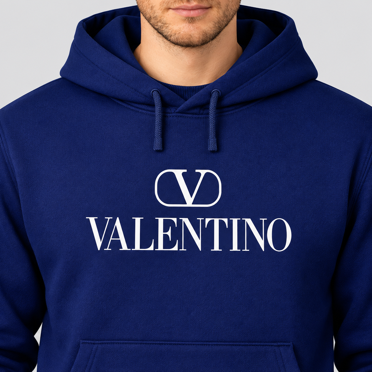 Men's Valentino Pullover Hoodie | Color: Navy | View 4