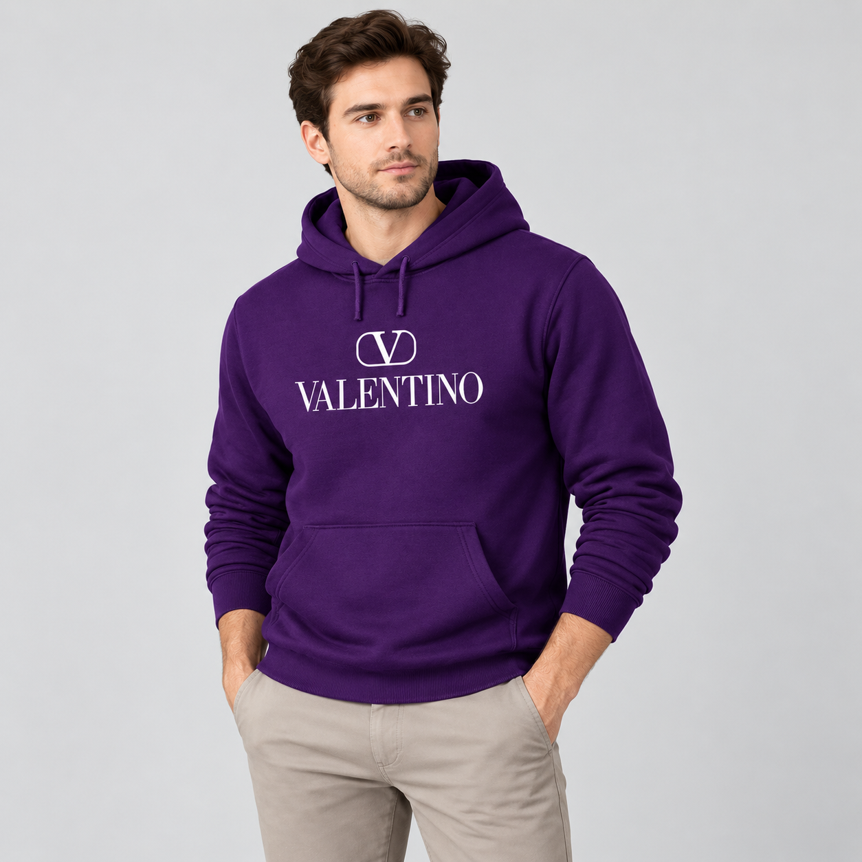 Men's Valentino Pullover Hoodie | Color: Purple | View 3