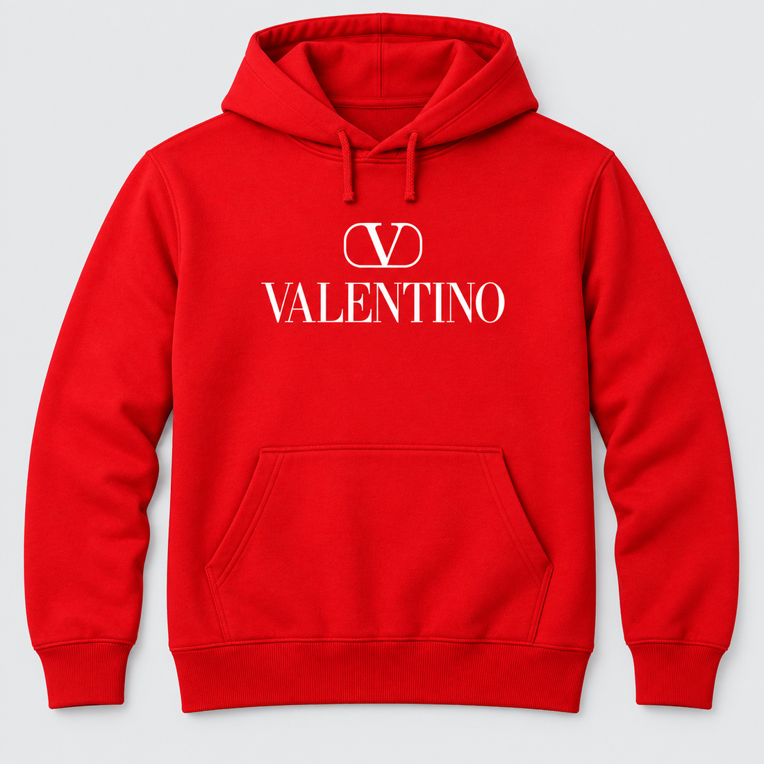 Men's Valentino Pullover Hoodie | Color: Red | View 1