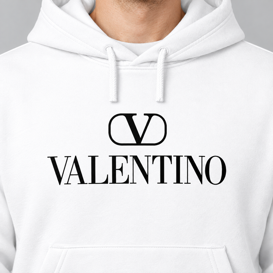 Men's Valentino Pullover Hoodie | Color: White | View 4