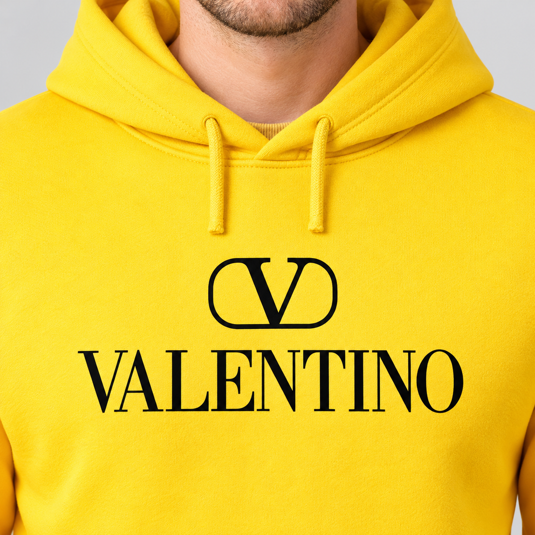 Men's Valentino Pullover Hoodie | Color: Yellow | View 4