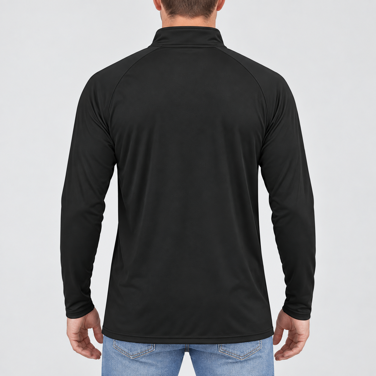 Men’s Valentino Lightweight Quarter-Zip Athletic Shirt – Long Sleeve Polyester Wear | Color: Black | View 2