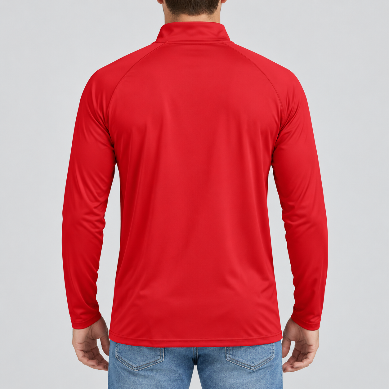 Men’s Valentino Lightweight Quarter-Zip Athletic Shirt – Long Sleeve Polyester Wear | Color: Red | View 2