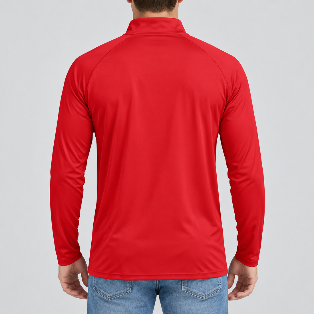Men’s Valentino Lightweight Quarter-Zip Athletic Shirt – Long Sleeve Polyester Wear | Color: Red | View 2