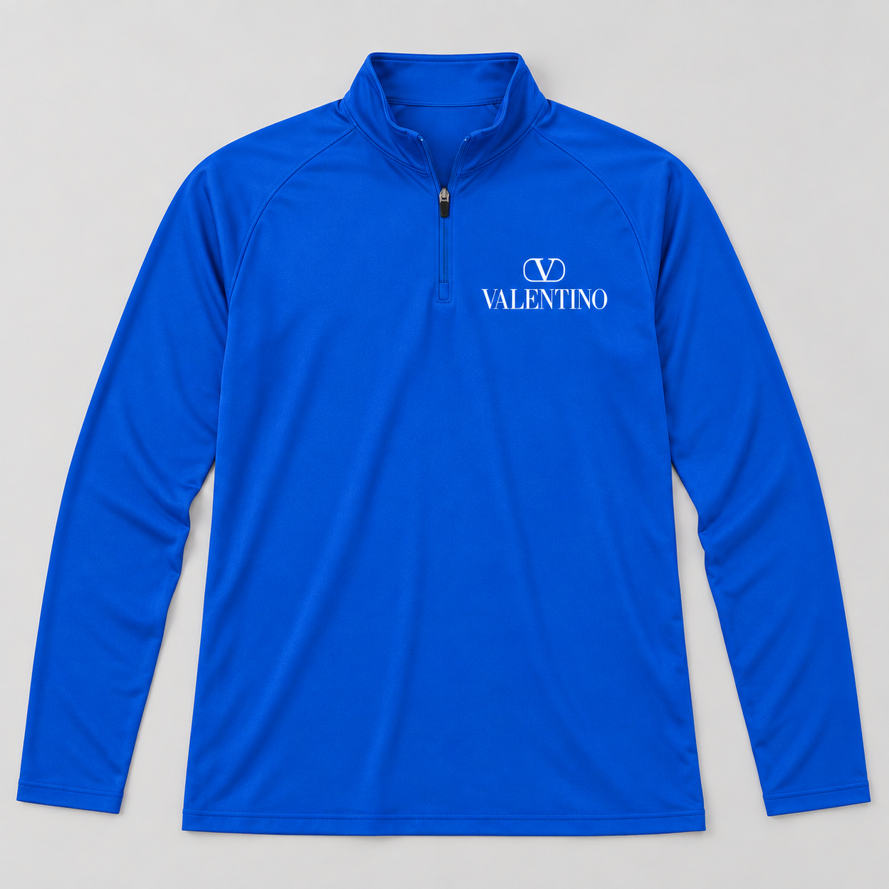 Men’s Valentino Lightweight Quarter-Zip Athletic Shirt – Long Sleeve Polyester Wear | Color: Royal Blue | View 1