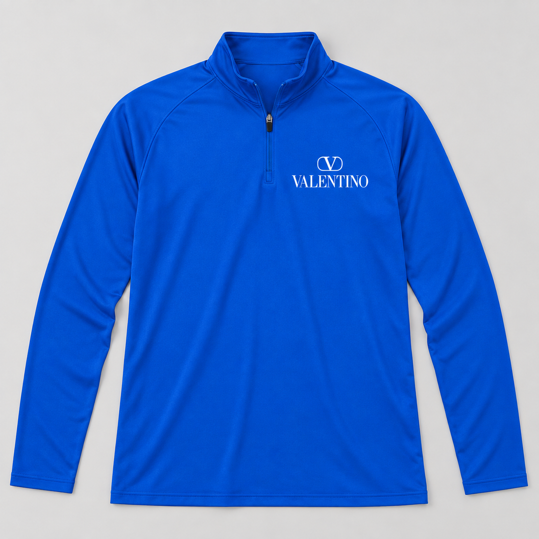 Men’s Valentino Lightweight Quarter-Zip Athletic Shirt – Long Sleeve Polyester Wear | Color: Royal Blue | View 1
