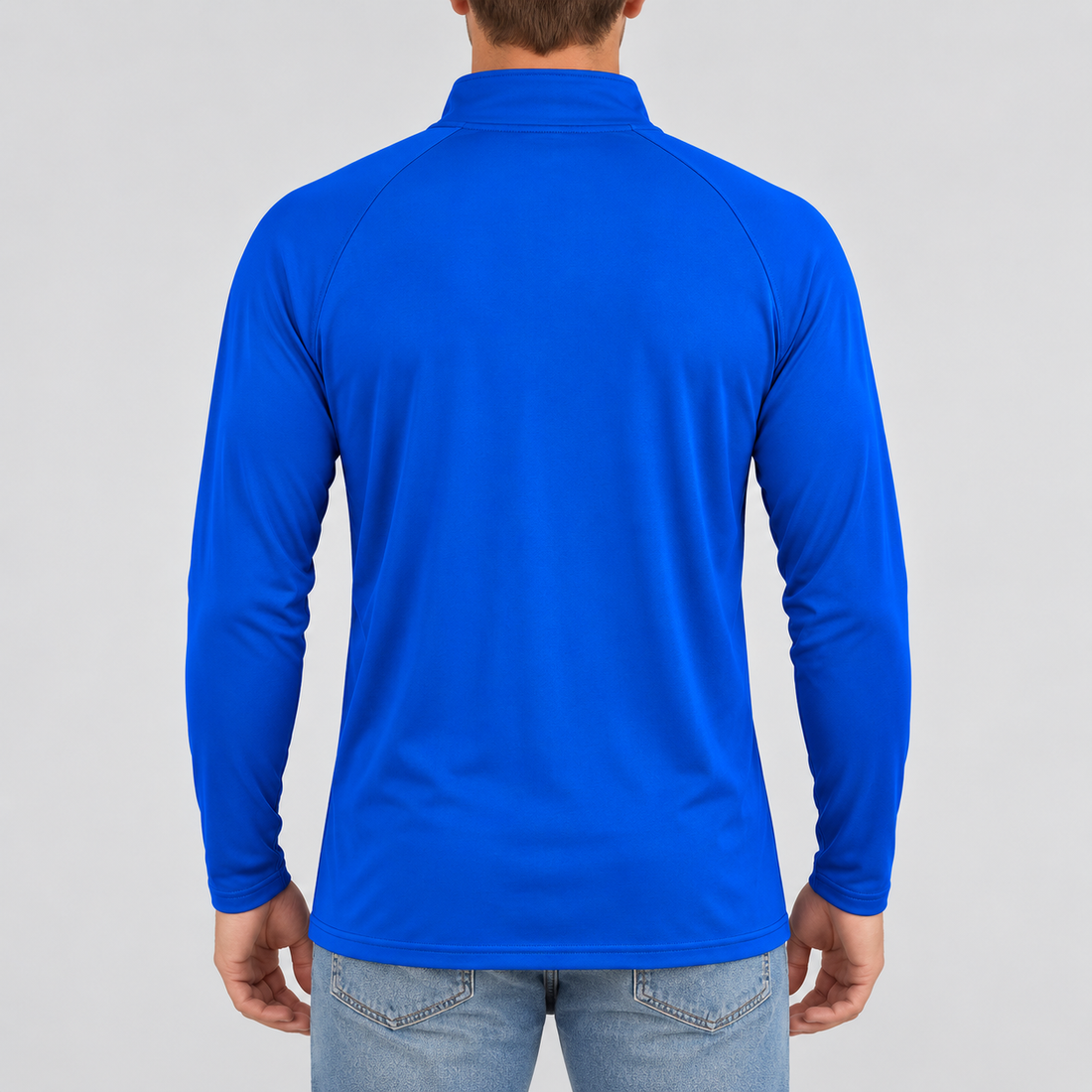 Men’s Valentino Lightweight Quarter-Zip Athletic Shirt – Long Sleeve Polyester Wear | Color: Royal Blue | View 2