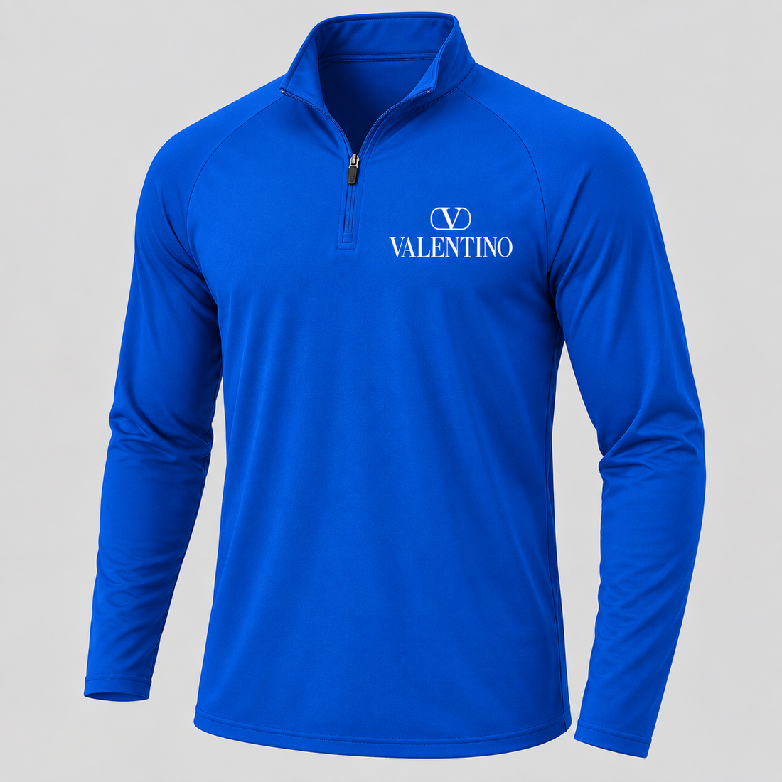 Men’s Valentino Lightweight Quarter-Zip Athletic Shirt – Long Sleeve Polyester Wear | Color: Royal Blue | View 5