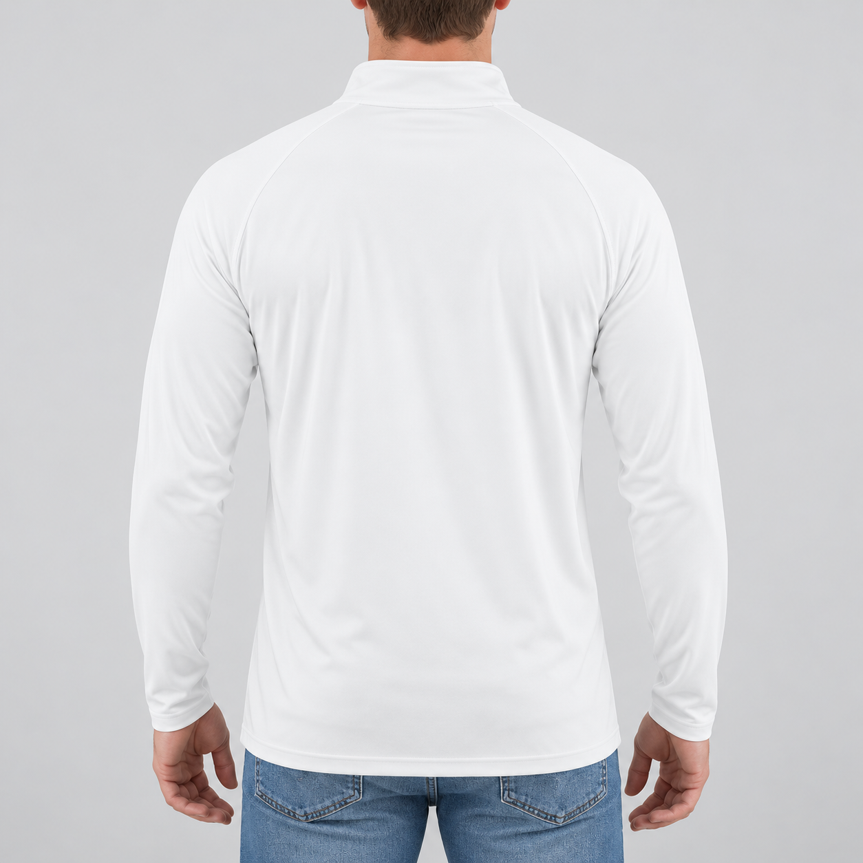 Men’s Valentino Lightweight Quarter-Zip Athletic Shirt – Long Sleeve Polyester Wear | Color: White | View 2