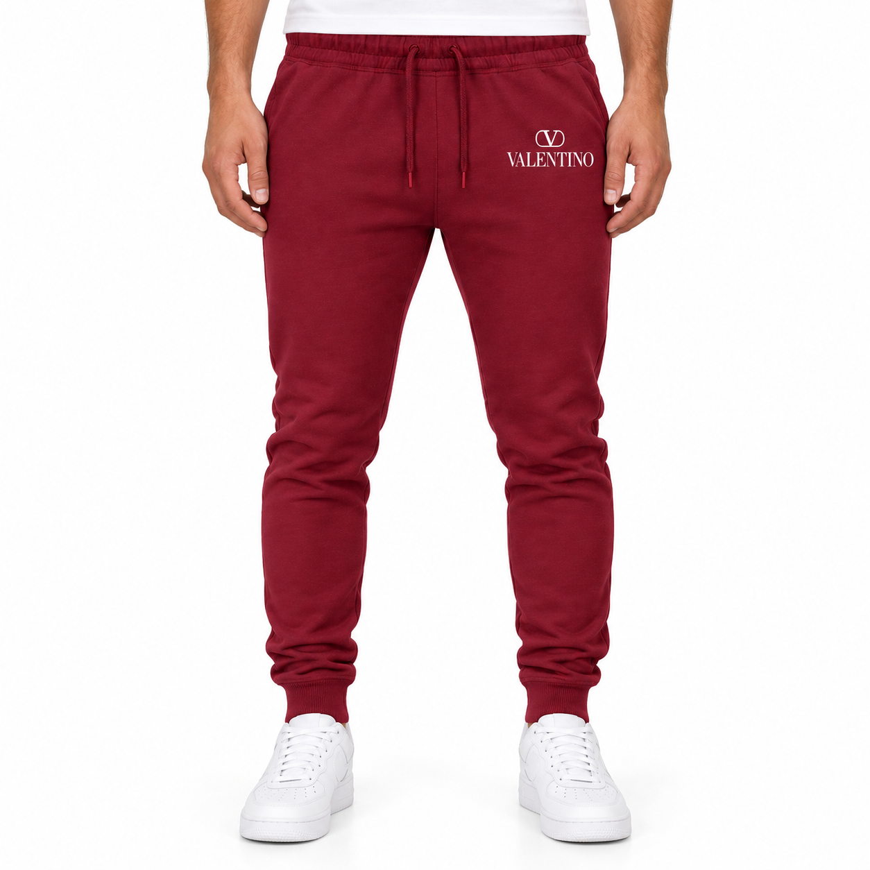 Men's Valentino Sweatpants | Color: Burgundy | View 3