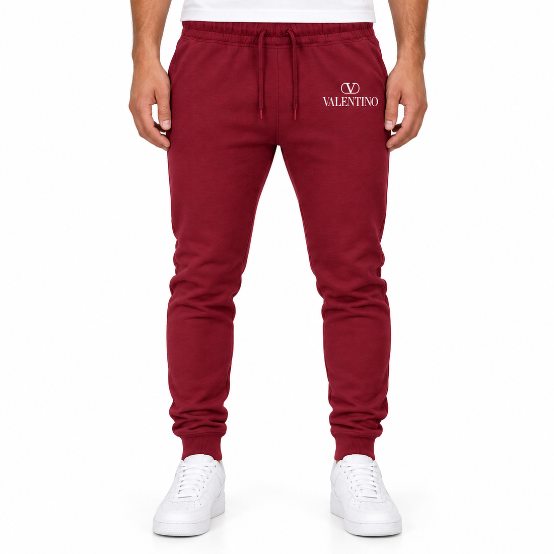 Men's Valentino Sweatpants | Color: Burgundy | View 3