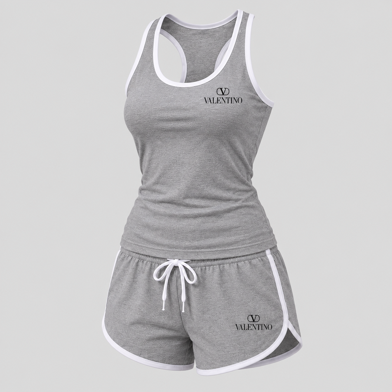 Women’s Valentino Tanktop and Shorts Set | Color: Grey | View 1