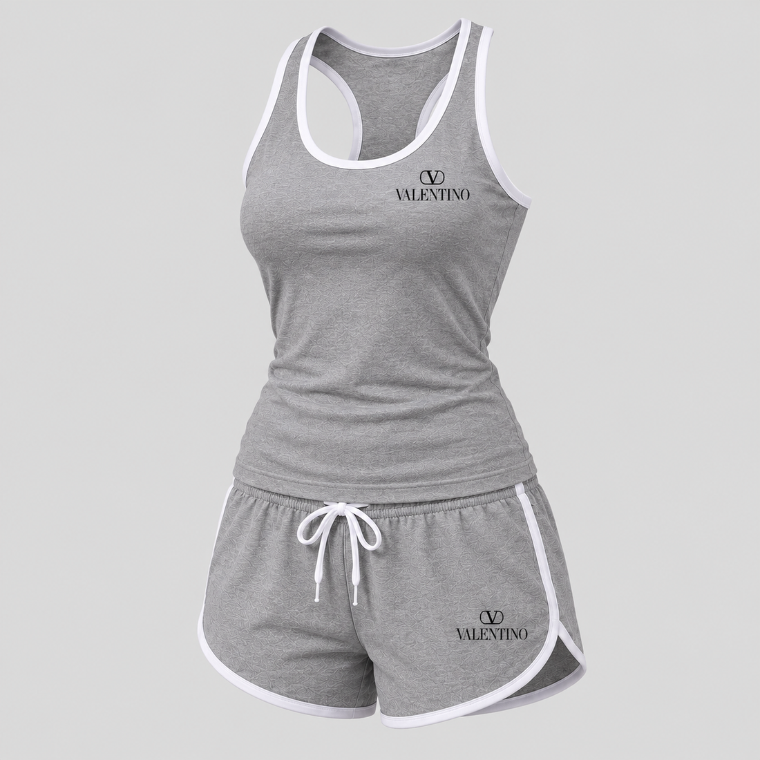 Women’s Valentino Tanktop and Shorts Set | Color: Grey | View 1