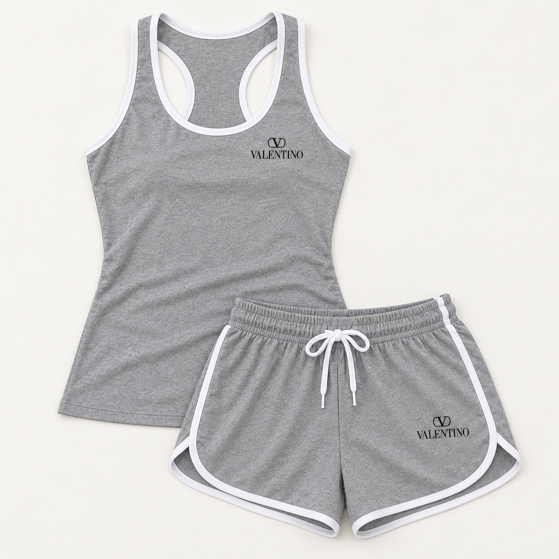 Women’s Valentino Tanktop and Shorts Set | Color: Grey | View 2