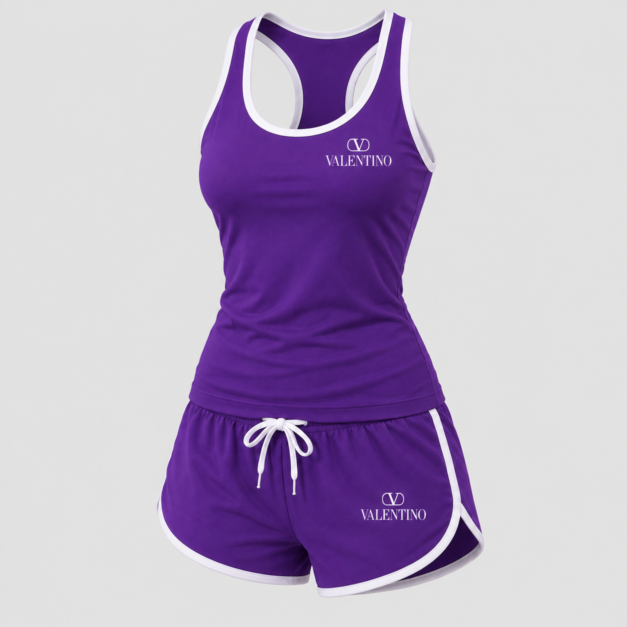 Women’s Valentino Tanktop and Shorts Set | Color: Purple | View 1
