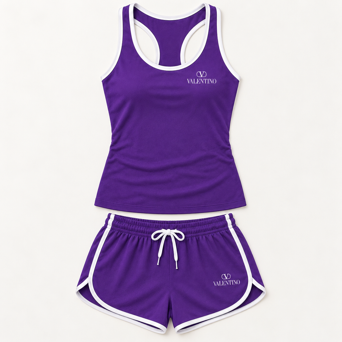Women’s Valentino Tanktop and Shorts Set | Color: Purple | View 2