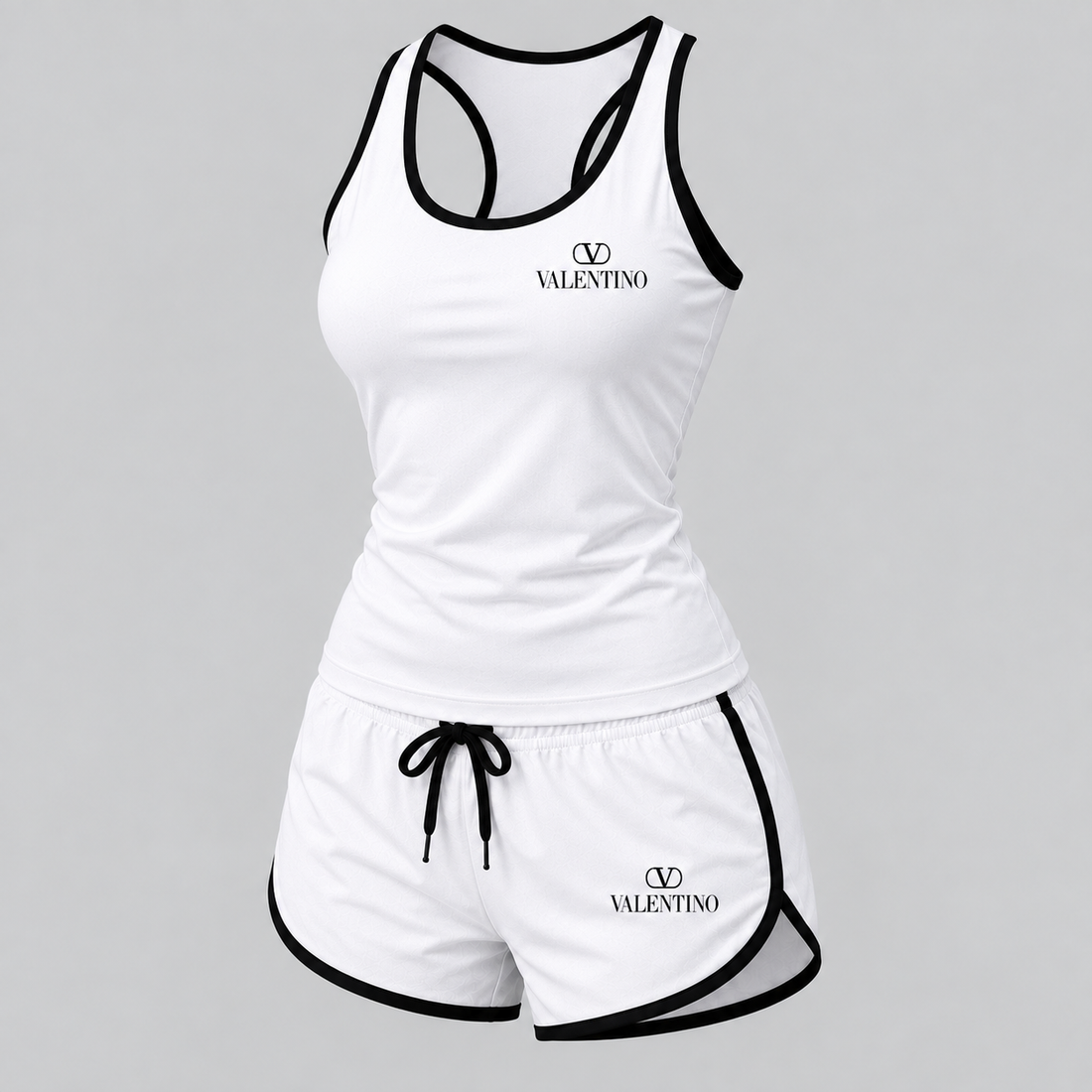 Women’s Valentino Tanktop and Shorts Set | Color: White | View 1