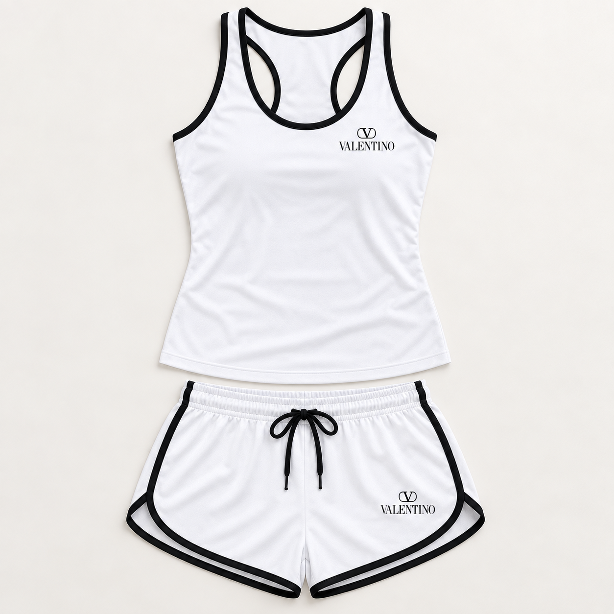 Women’s Valentino Tanktop and Shorts Set | Color: White | View 2