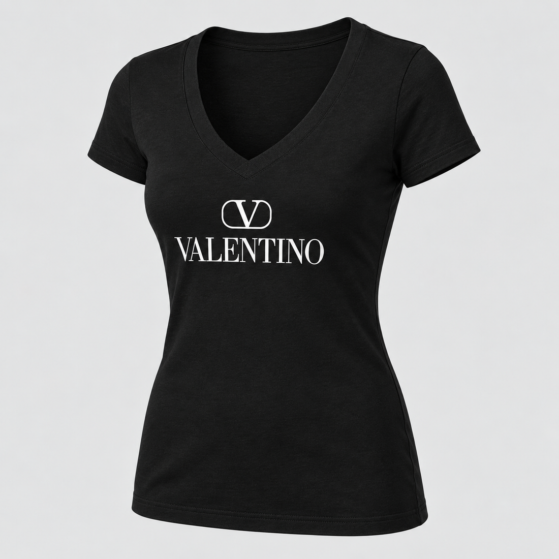 Women's Valentino V-Neck T-Shirt | Color: Black | View 1