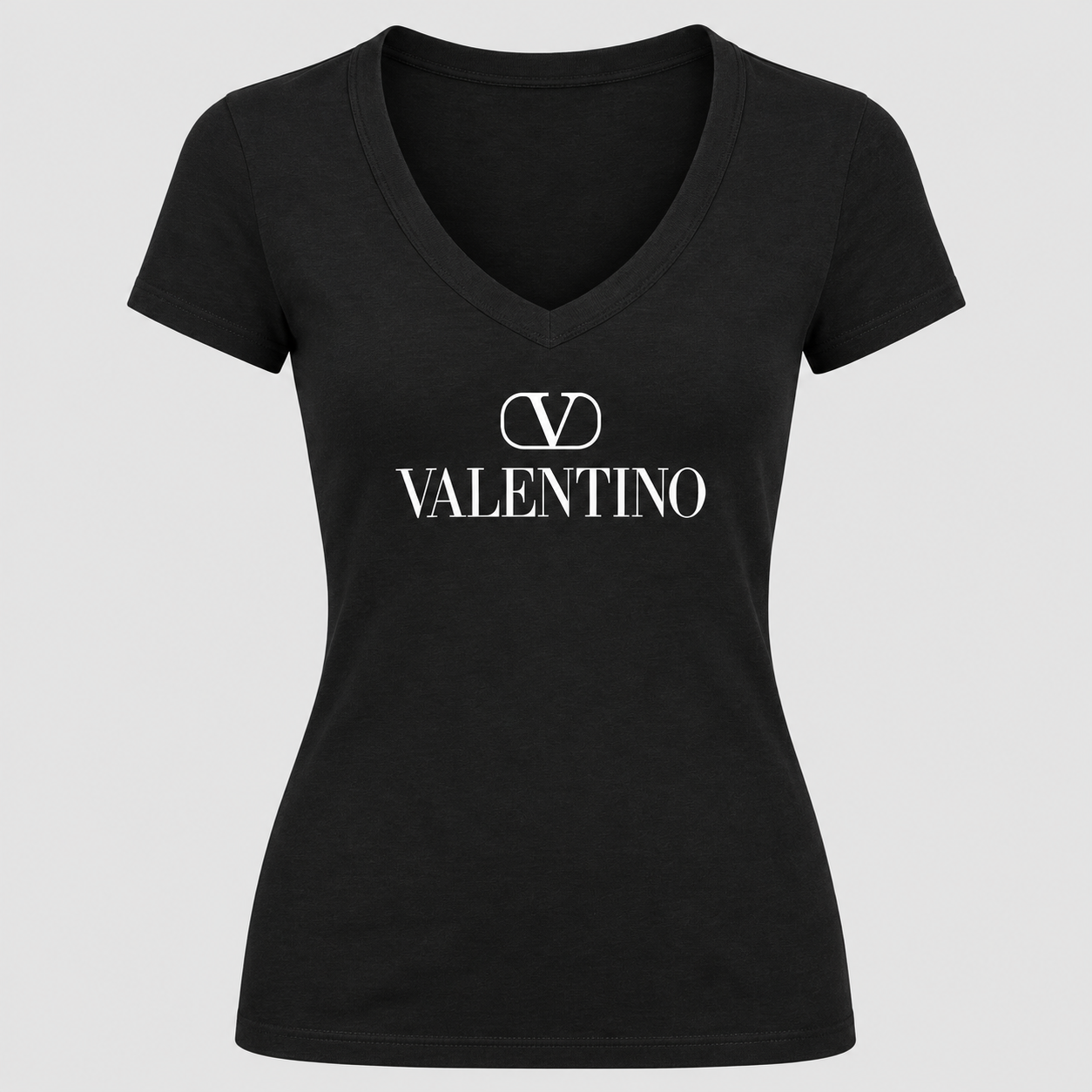Women's Valentino V-Neck T-Shirt | Color: Black | View 5