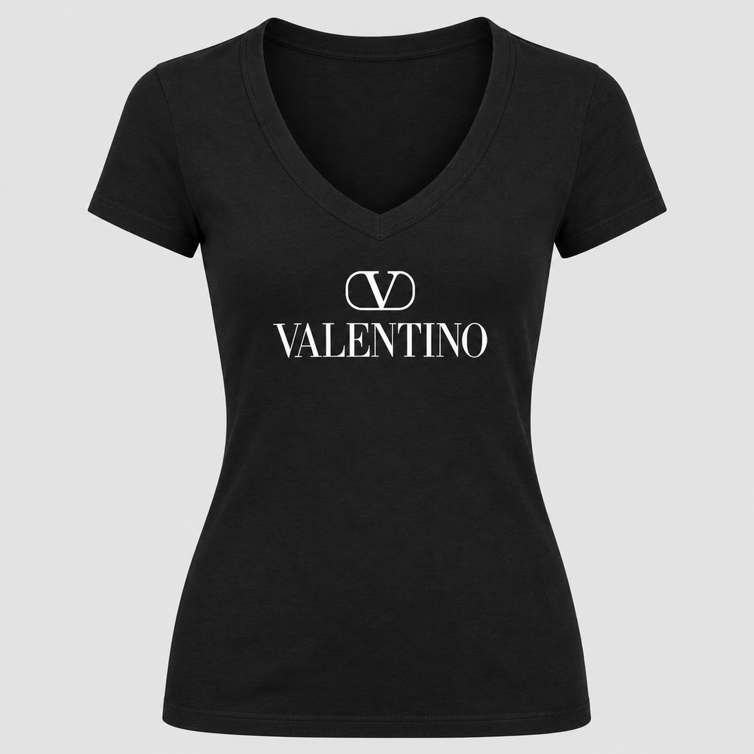 Women's Valentino V-Neck T-Shirt | Color: Black | View 5