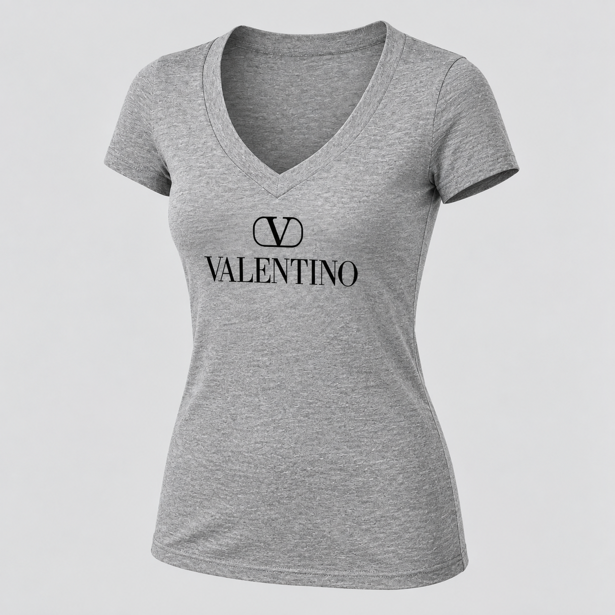 Women's Valentino V-Neck T-Shirt | Color: Grey | View 1