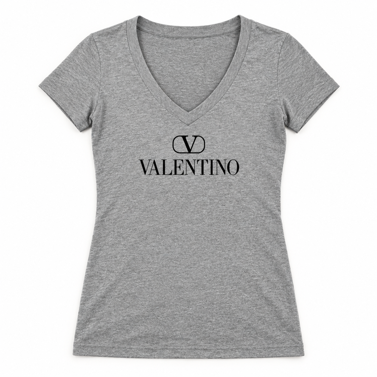Women's Valentino V-Neck T-Shirt | Color: Grey | View 2