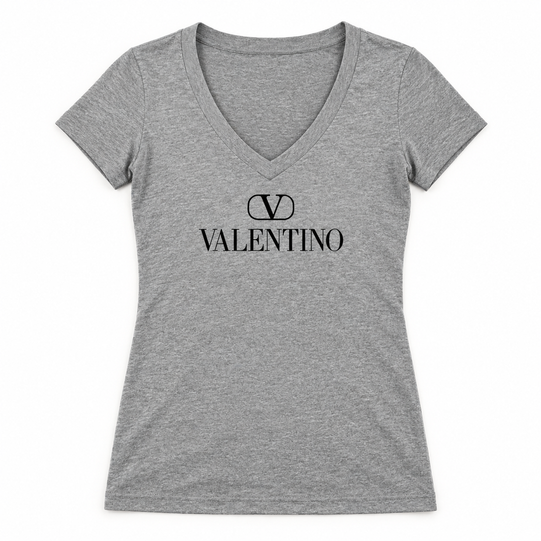 Women's Valentino V-Neck T-Shirt | Color: Grey | View 2
