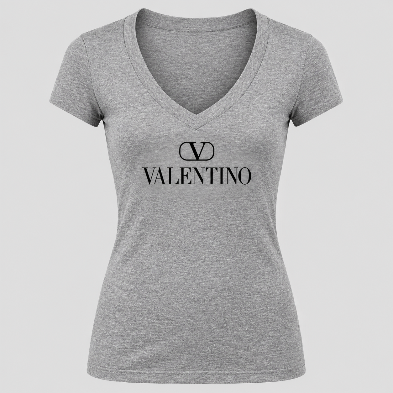 Women's Valentino V-Neck T-Shirt | Color: Grey | View 5