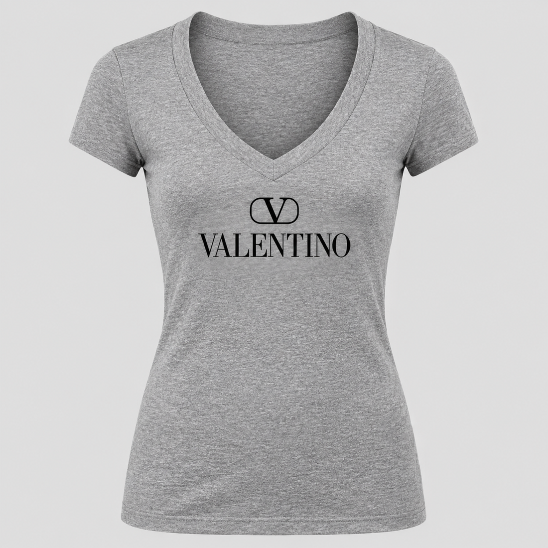 Women's Valentino V-Neck T-Shirt | Color: Grey | View 5