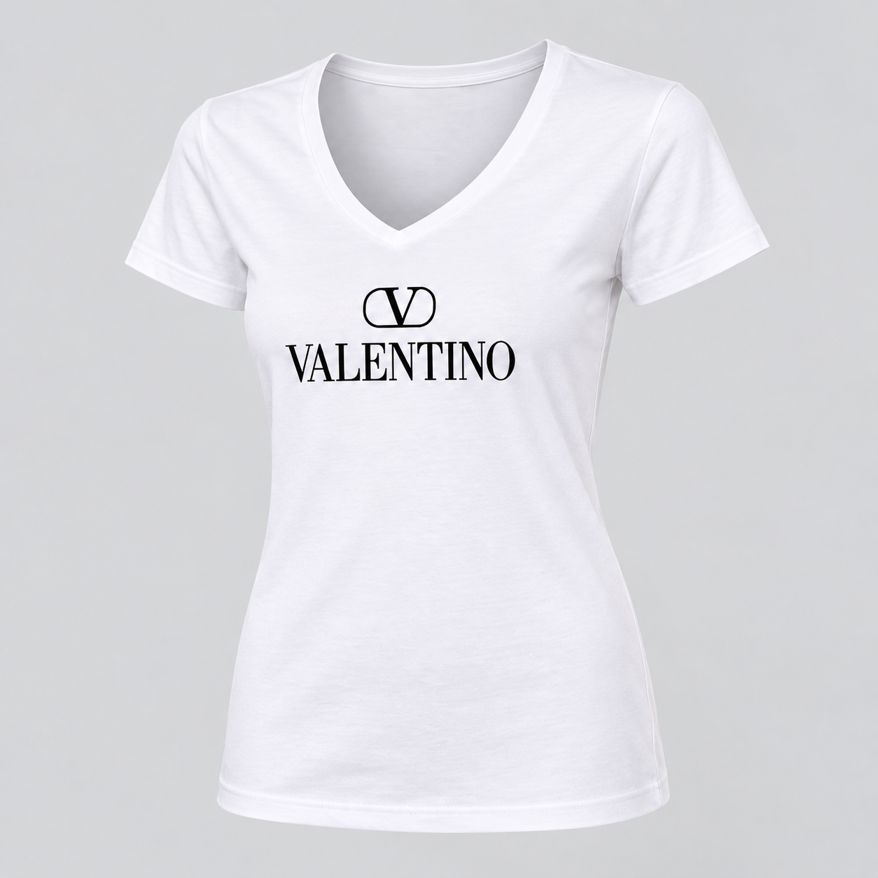 Women's Valentino V-Neck T-Shirt | Color: White | View 1