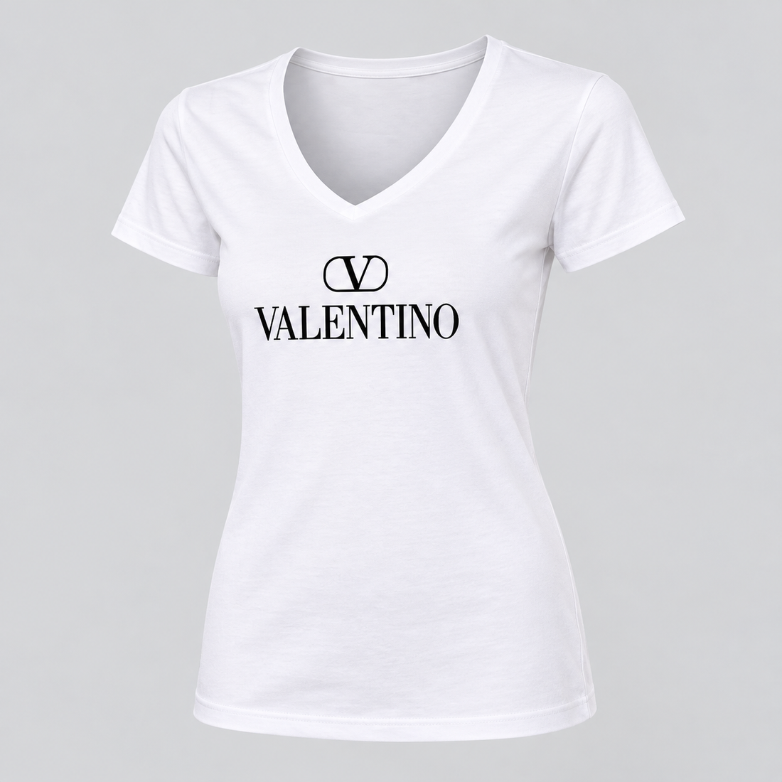 Women's Valentino V-Neck T-Shirt | Color: White | View 1