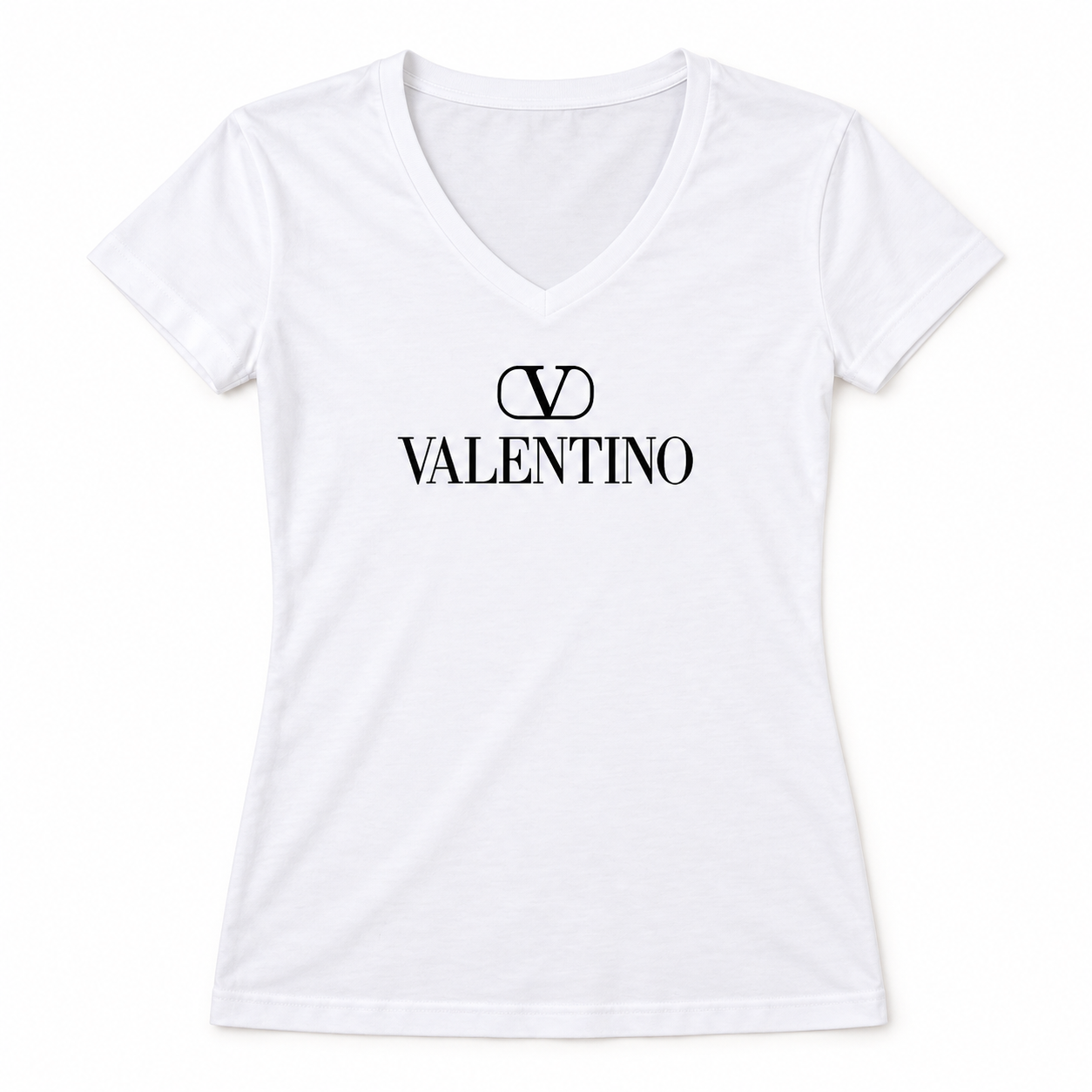 Women's Valentino V-Neck T-Shirt | Color: White | View 2