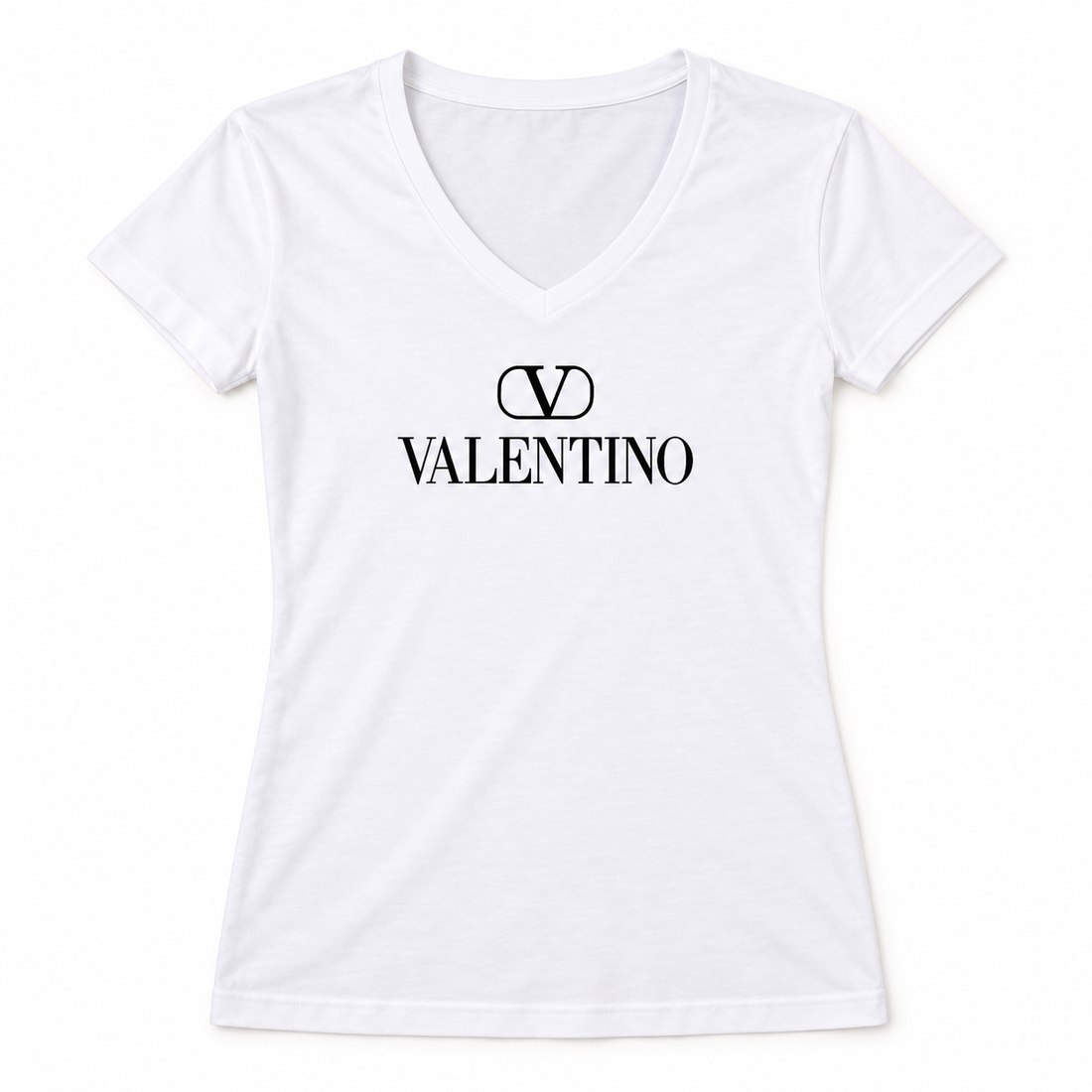 Women's Valentino V-Neck T-Shirt | Color: White | View 2