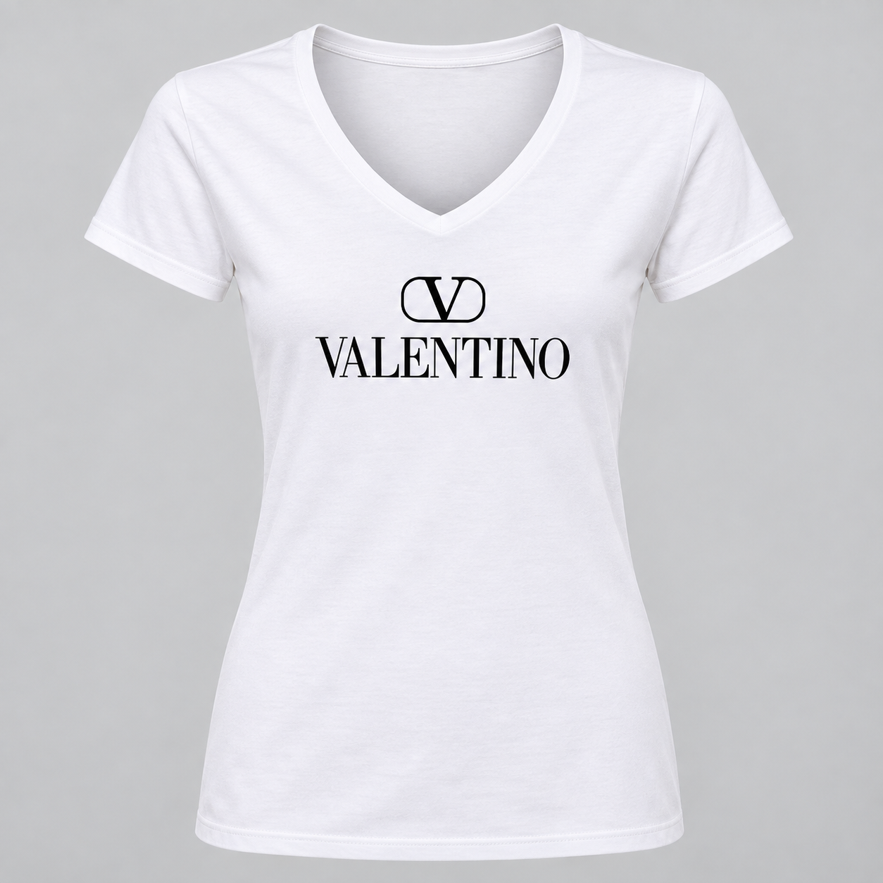 Women's Valentino V-Neck T-Shirt | Color: White | View 5