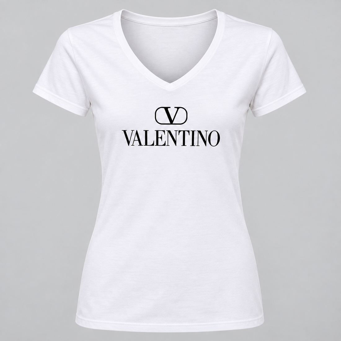 Women's Valentino V-Neck T-Shirt | Color: White | View 5