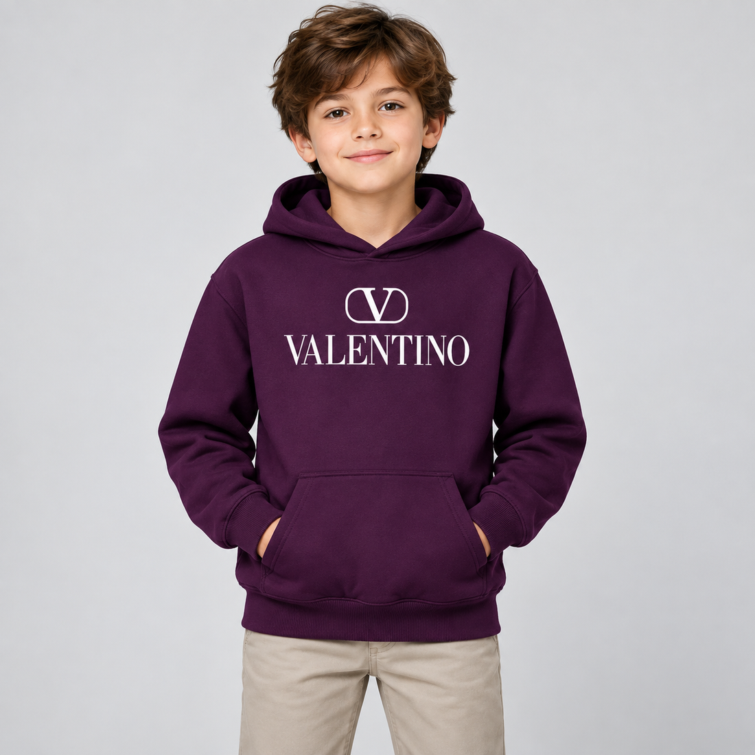 Youth Kids Valentino Pullover Hoodie | Color: Purple | View 3